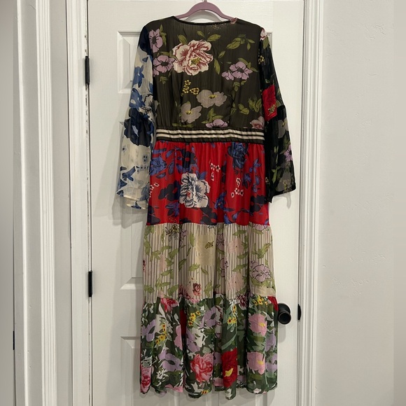 Kaktus Women's Size Large Summer Mixed Floral Pattern Tiered Maxi Dress - Picture 3 of 6